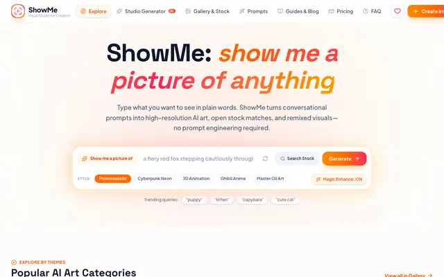 Screenshot of ShowMe | Stock Photography & AI Visual Studio