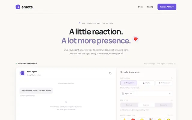 Screenshot of Emote — A little reaction. A lot more presence.