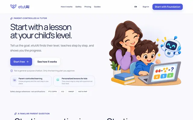 Screenshot of AI Tutor for Kids | Safe, Parent-Controlled Learning