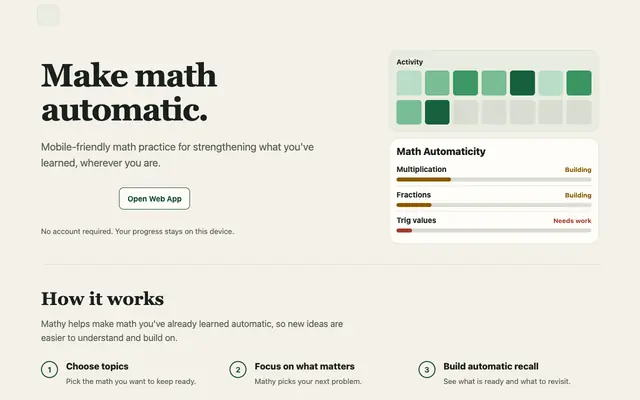 Screenshot of Mathy | Make math automatic