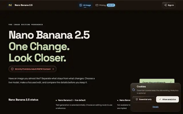Screenshot of nanobanana25.me