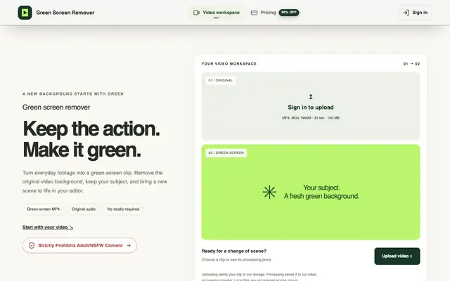 Screenshot of Green Screen Remover — Turn Any Video into Green Screen
