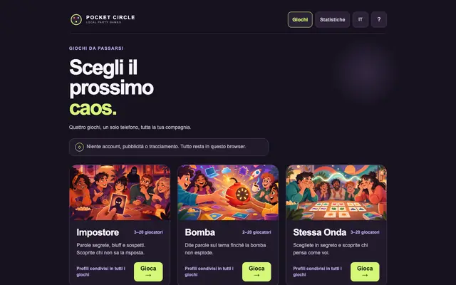 Screenshot of Pocket Circle — Un telefono, la tua compagnia.