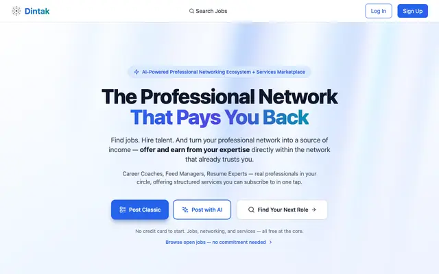Screenshot of Dintak - Professional Networking Platform Ecosystem