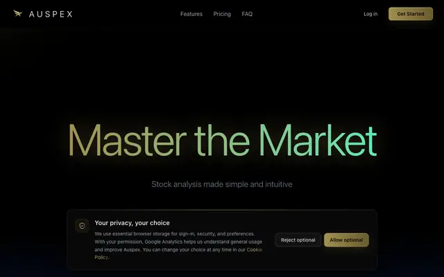Screenshot of Simple Stock Analysis | Clear 0-100 Stock Scores | Auspex