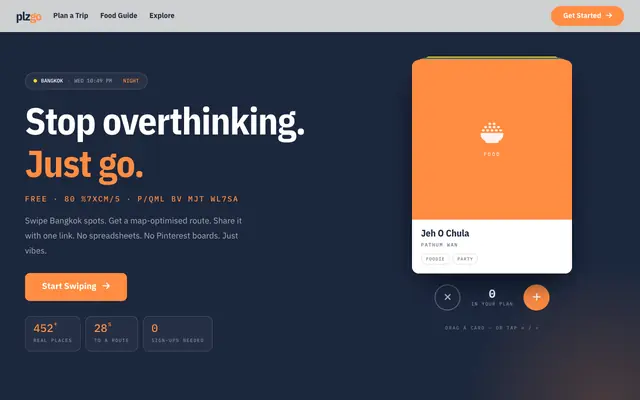 Screenshot of plzgo