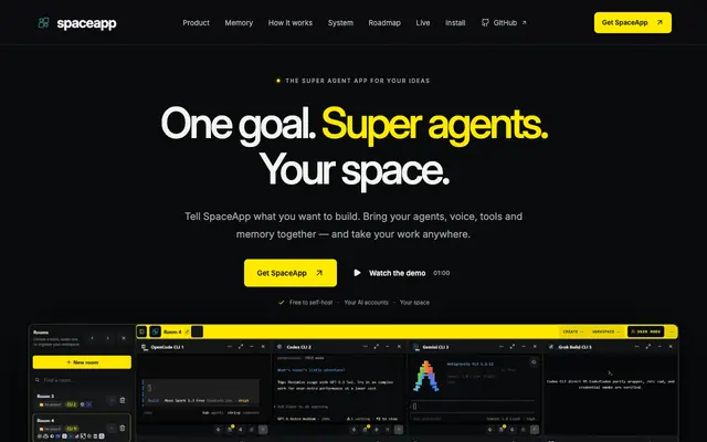 Screenshot of Space — Your AI agents, tools and context in one workspace