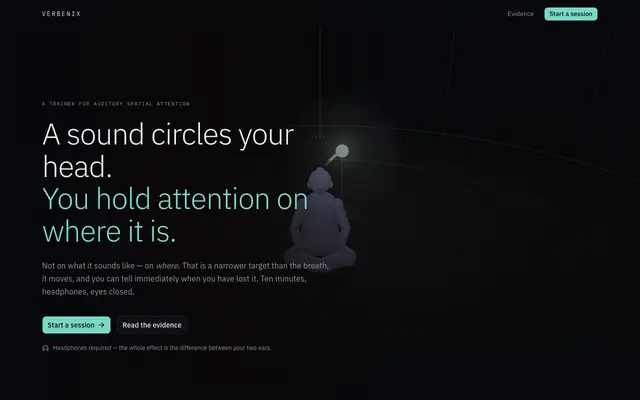 Screenshot of Verbenix — a trainer for auditory spatial attention