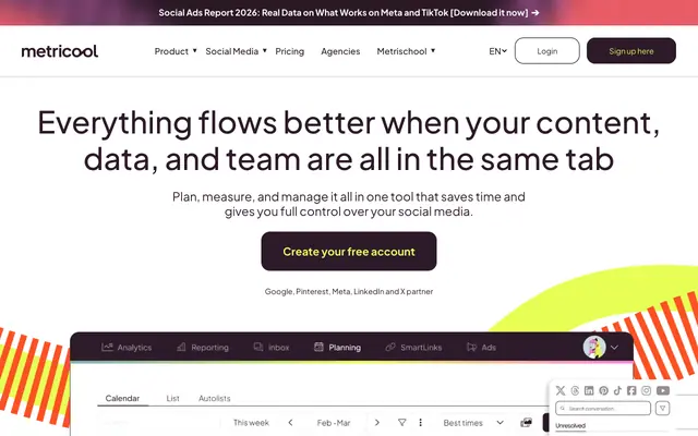 Screenshot of METRICOOL ▷ Social Media Management Tool