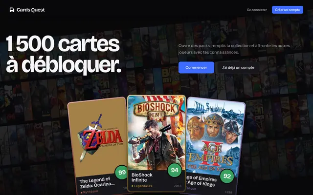 Screenshot of Cards Quest — collection de cartes de jeux vidéo