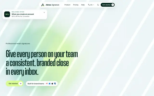 Screenshot of Alinea Signature | Professional Email Signatures for Teams