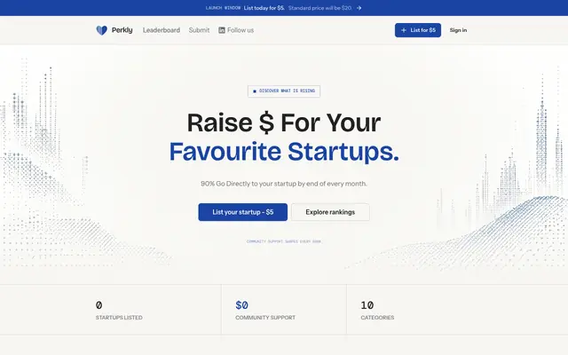 Screenshot of Perkly - Startup Leaderboard for Emerging Founders