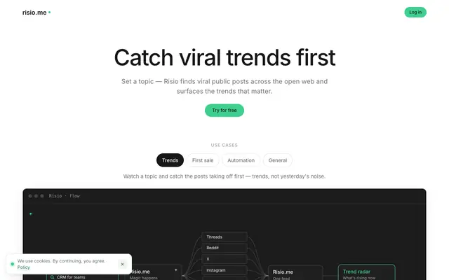 Screenshot of Risio — catch viral trends first