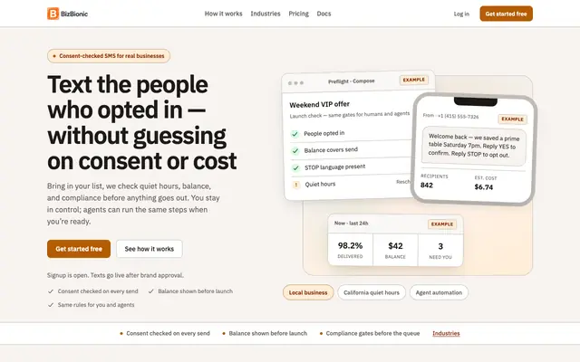 Screenshot of BizBionic — Text customers who already said yes