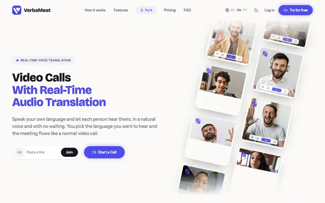 Screenshot of VerbaMeet — Traducción de audio en tiempo real para videollamadas