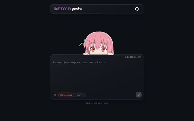 Screenshot of mehro paste