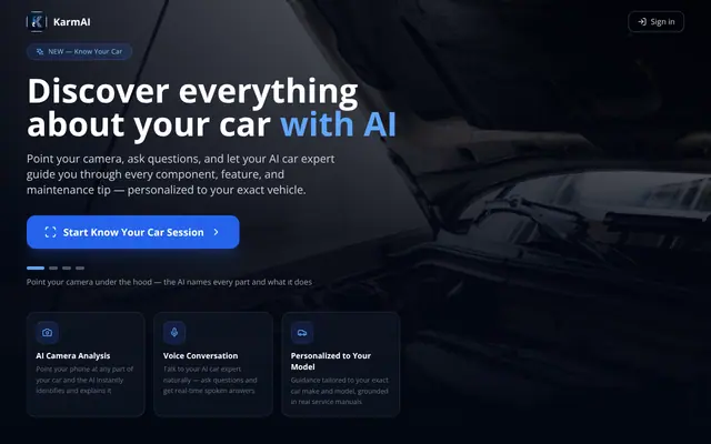 Screenshot of KarmAI – AI Car Expert: Identify Car Parts, Diagnose Problems & Get Maintenance
