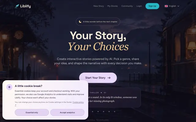 Screenshot of Interactive Bedtime Stories — Choose Your Adventure | Liblify