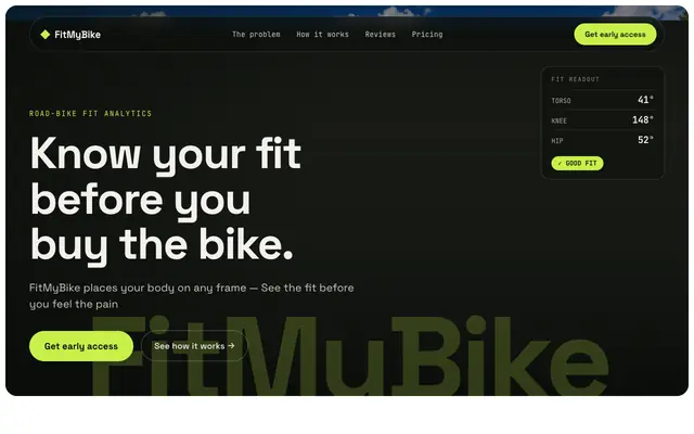 Screenshot of FitMyBike