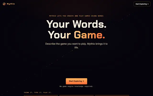 Screenshot of Mythio — Forge any story into a playable world