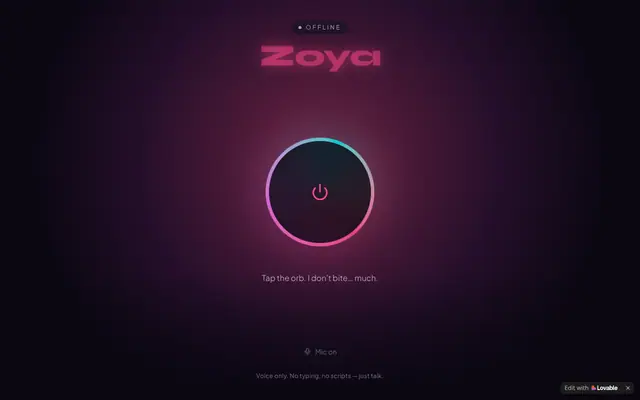 Screenshot of Zoya — Voice AI Assistant