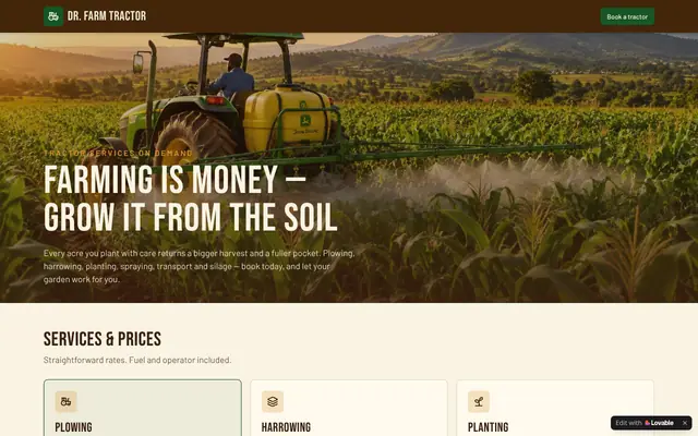 Screenshot of Dr. Farm Tractor — Tractor Services in Mbarara