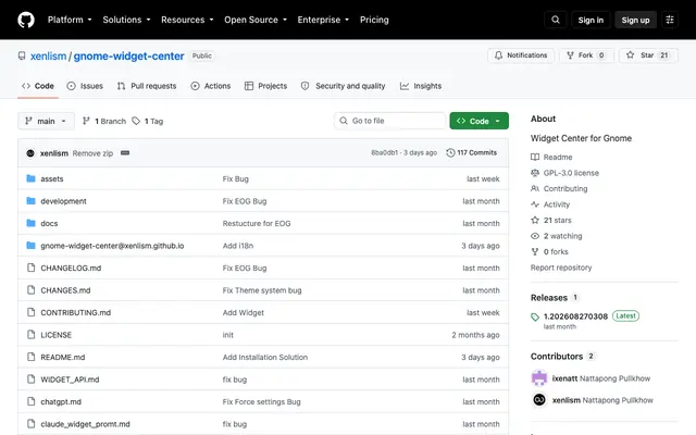 Screenshot of GitHub - xenlism/gnome-widget-center: Widget Center for Gnom