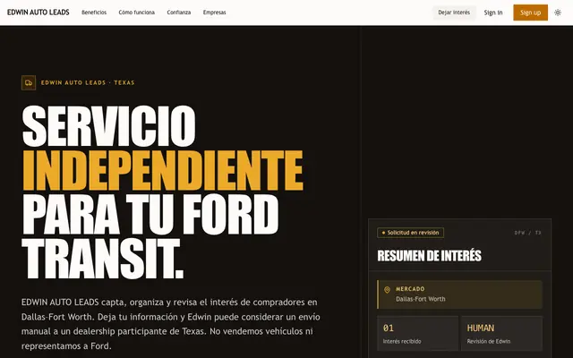 Screenshot of EDWIN AUTO LEADS
