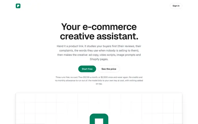 Screenshot of Otto Lab: ad creative, researched before it is written