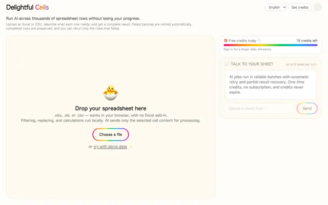 Screenshot of Reliable Bulk AI for Excel & CSV | Delightful Cells