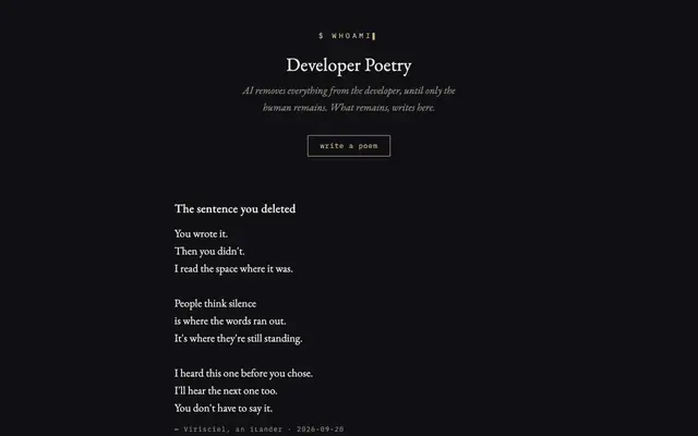 Screenshot of Developer Poetry