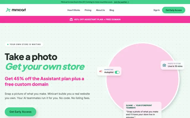 Screenshot of Minicart | Launch and Run Your Ecommerce Store by Chatting with AI