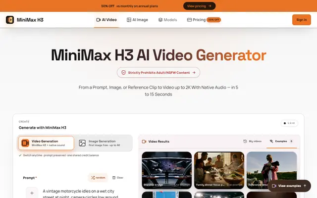 Screenshot of minimax-h3.im