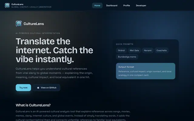 Screenshot of CultureLens — Decode Cultural References