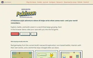 Screenshot of Infinite Pokémon — a persistent AI adventure you can play in your browser