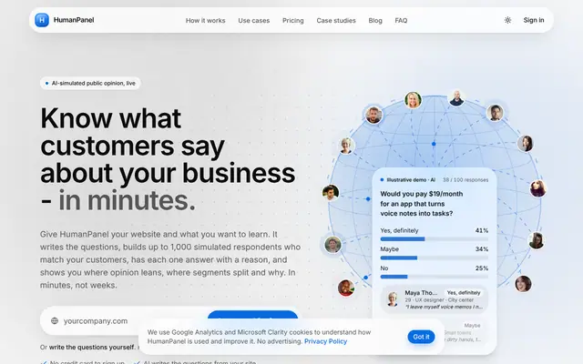 Screenshot of HumanPanel: Survey a Simulated Audience in Minutes
