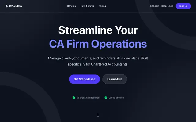 Screenshot of CA-Workflow - Chartered Accountant Workflow Management
