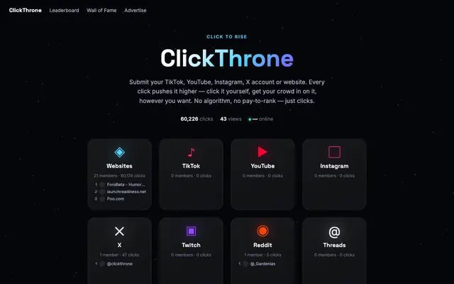 Screenshot of ClickThrone