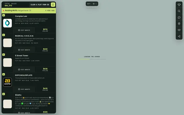 Screenshot of Claim Avenue — Build Your Place in the Digital City