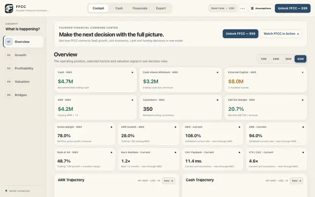 Screenshot of FFCC — Founder Financial Command Center
