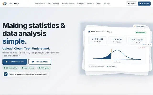 Screenshot of DataTistics | Discover What Your Data is Trying to Tell You