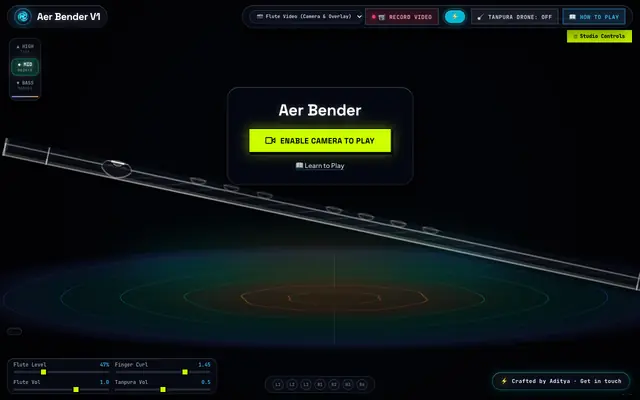 Screenshot of Aer Bender — Play Carnatic Flute with Just Your Hands