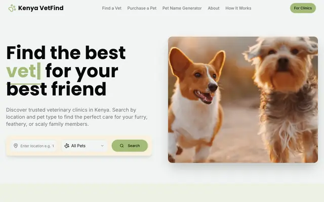 Screenshot of Kenya VetFind | Find the Best Vets in Kenya