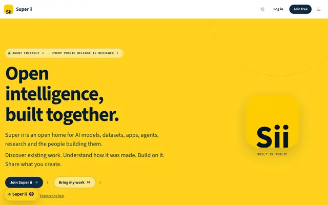 Screenshot of Super ii · Open intelligence, built together.