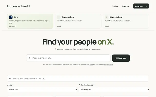 Screenshot of ConnectMe · Find your people