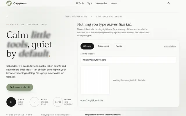 Screenshot of Capytools — calm little tools