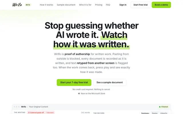 Screenshot of Wrifo - Where True Writing Happens
