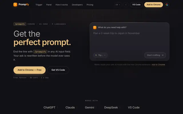 Screenshot of Prompify – AI Prompt Generator