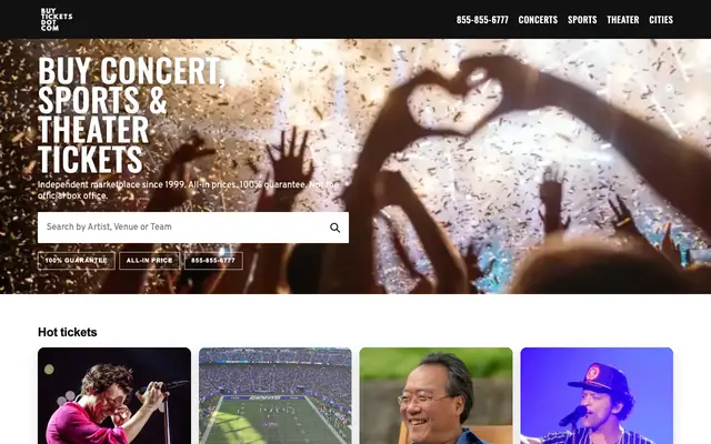 Screenshot of BuyTickets.com | Concert, Sports & Theater Tickets Near You