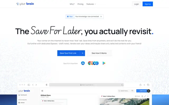 Screenshot of YourBrain | The Workspace for Modern Thinkers